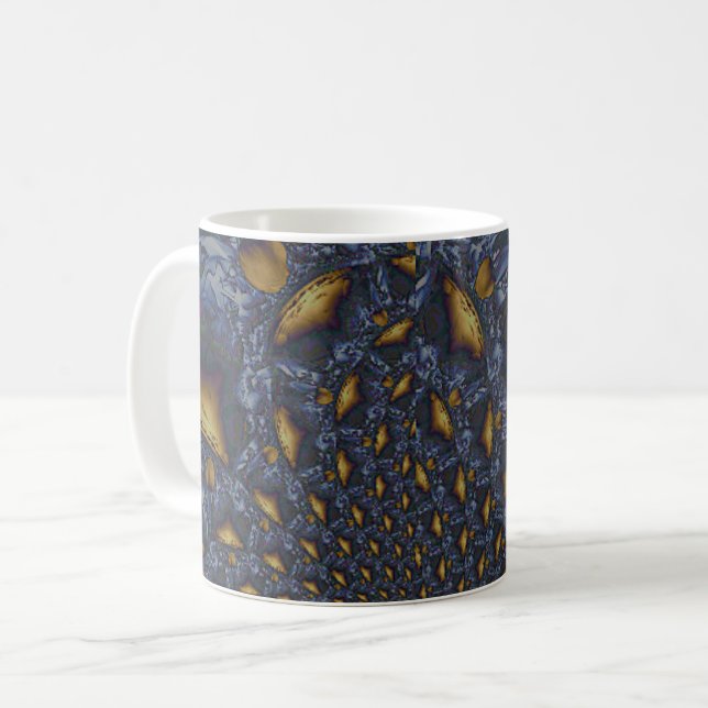 Mug Métal Moulé or et argent bleu (Devant gauche)