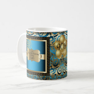 Mug Métallique Bleu et Or Joyeux anniversaire
