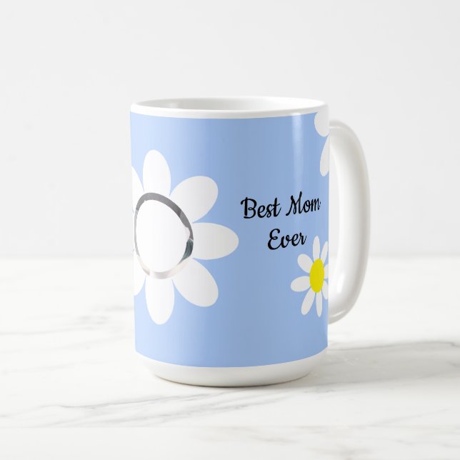 Mug Mete White Daisies Meilleure Maman Round Photo de  (Devant droit)