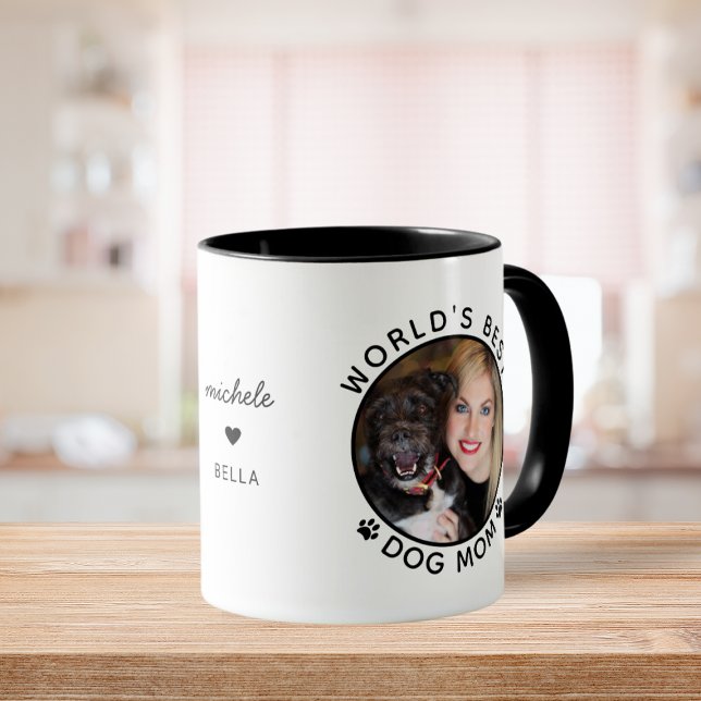 Mug Mete World's Best Chien Maman Nom Personnalisé Ani (Cute World's Best Dog Mom Custom Name Pet Photo Mug)
