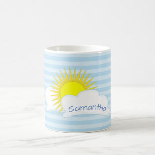 Mug Météo Soleil et Nuages Personnalisés avec Rayures