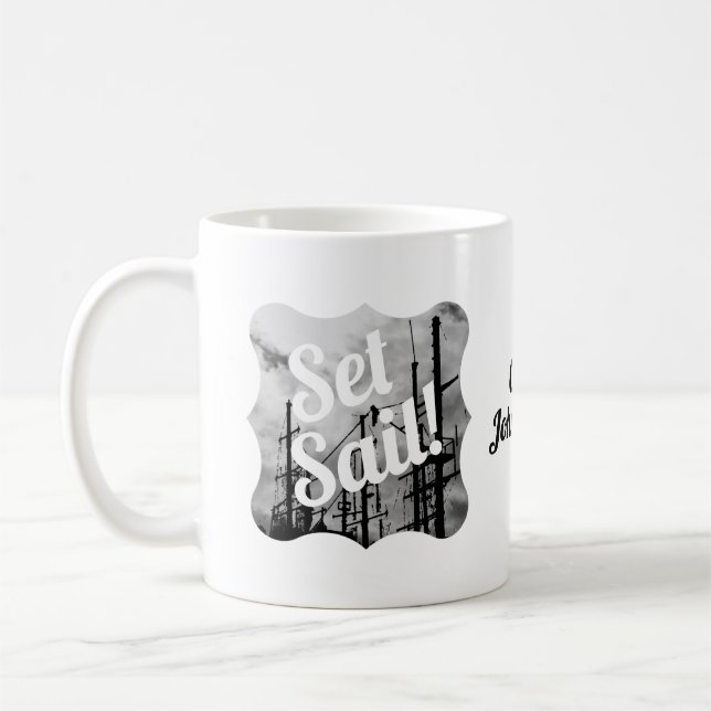 Mug Mettez la voile ! Thème du pêcheur de mer de navir (Gauche)