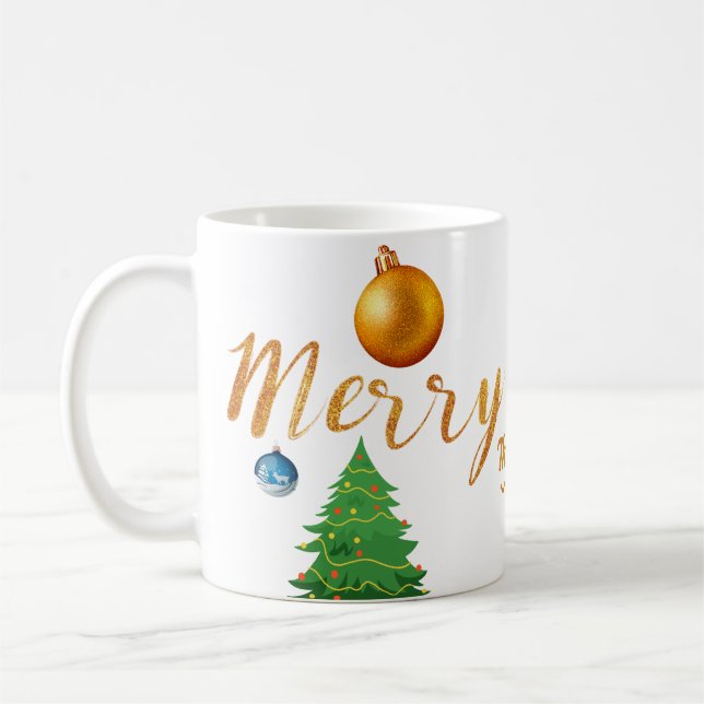 Mug Mettez votre photo & nom dans l'élégant Noël (Gauche)