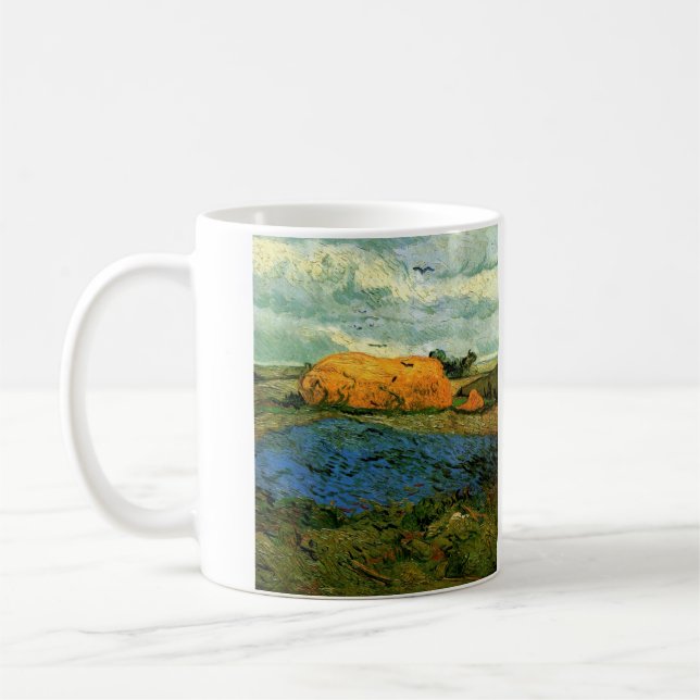 Mug Meules de foin sous un ciel pluvieux de Vincent va (Gauche)