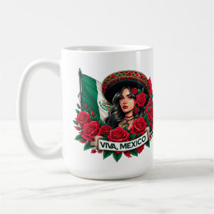 Mug Mexicaine Fille Viva mexico Illustration du drapea