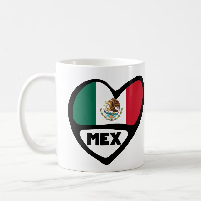 Mug Mexique Code Pays Coeur Drapeau, MEX (Gauche)