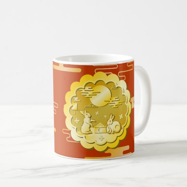 Mug Mi-automne Festival Gold Mooncake Moon Rabbit (Devant droit)