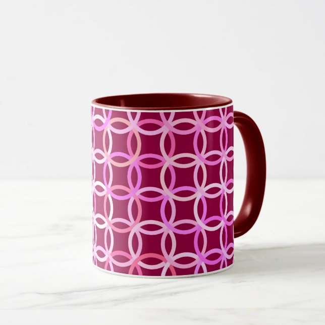 Mug Mi-siècle Cercles modernes, prune et orchidée rose (Devant droit)
