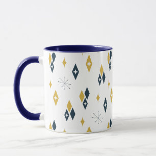 Mug Mi-siècle Diamants Atomique Starburst Marine Musta
