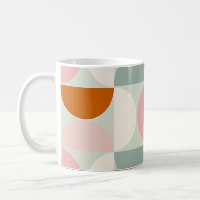 Mug Mi-siècle moderne Sage Vert Blush Orange Motif (Gauche)