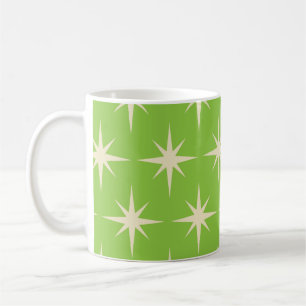Mug Mi-Siècle Motif de Starburs Atomique Lime Green