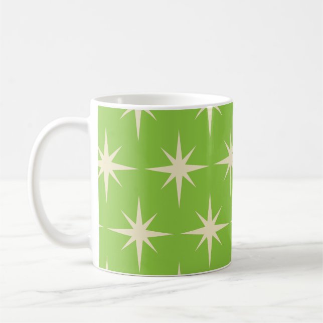 Mug Mi-Siècle Motif de Starburs Atomique Lime Green (Gauche)