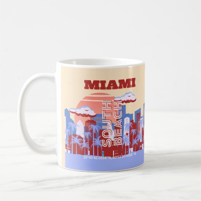 Mug Miami Beach, Miami Travel Art, Retro (Gauche)