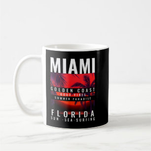 Mug Miami Beach Souvenirs Golden Cost Floride Vintage