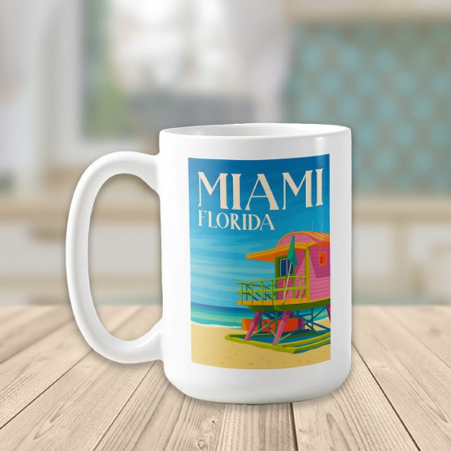 Mug Miami Floride South Beach Sauveteur Art Déco (Miami, Florida coffee mug)