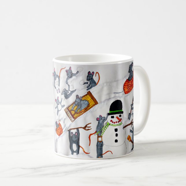MUG MICE JOUANT DANS LA NEIGE (Devant droit)