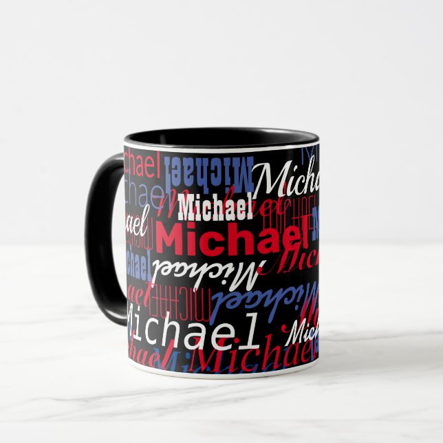 Mug Michael Nom personnalisé Musique noire (Devant gauche)