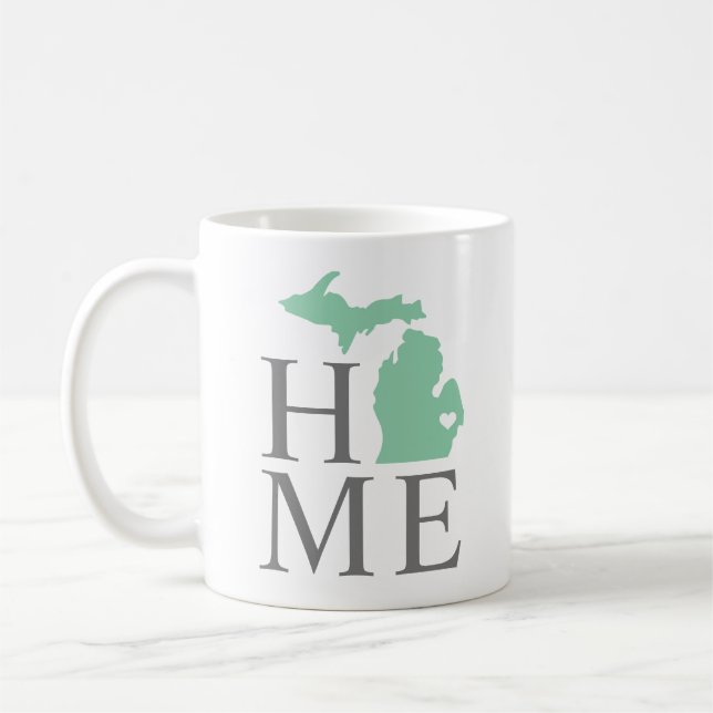 Mug Michigan Accueil Mint Green Custom City Heart (Gauche)