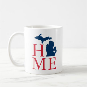 Mug Michigan Accueil Rouge Bleu Bleu Personnalisé City