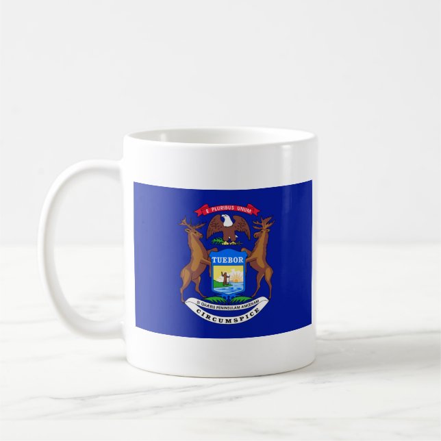 Mug Michigan Drapeau + Masse Carte (Gauche)