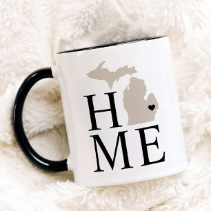 Mug Michigan Maison Beige et Gris Cœur d'État