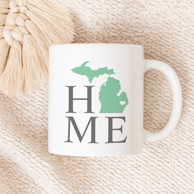 Mug Michigan Maison Vert Menthe État Cœur (Créateur téléchargé)