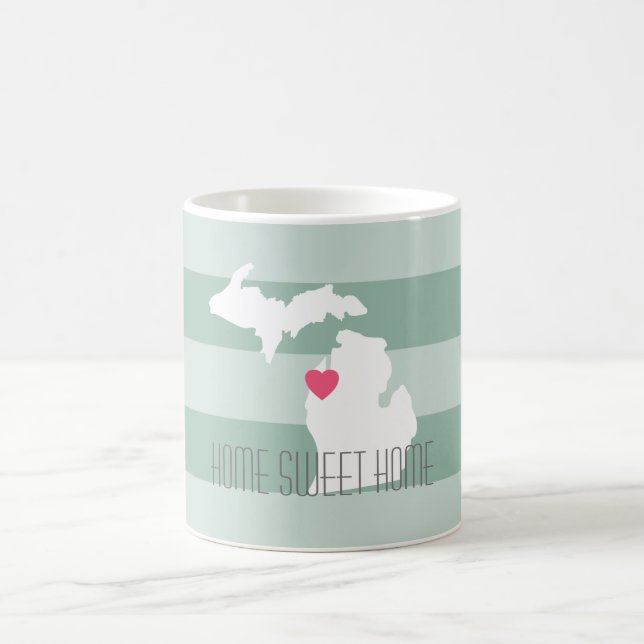 Mug Michigan Map Accueil Amour de l'état avec coeur pe (Centre)