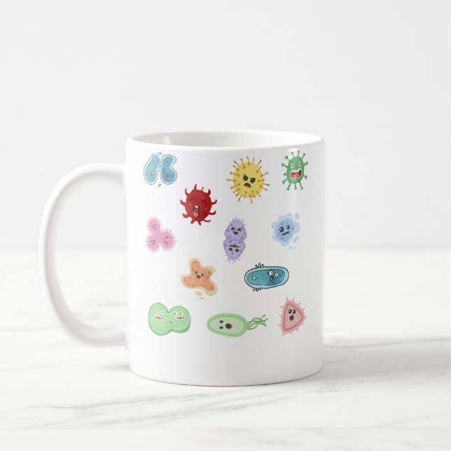 Mug Microbes Mignons Bactérie Virus Ecoli Microbiologi (Gauche)