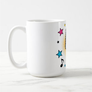 Mug Microphone pop avec des étoiles colorées et des no