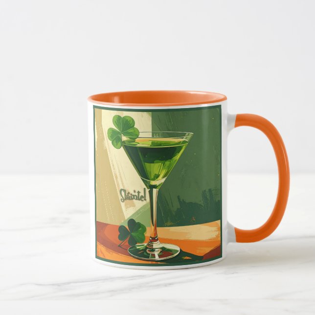 Mug Mid Century Modern Shamrock Martini Sláinte!  (Droite)