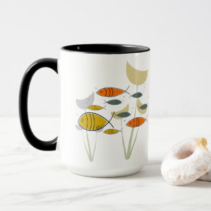 Mug Mid Century Moderne MCM Rétro Plantes de natation