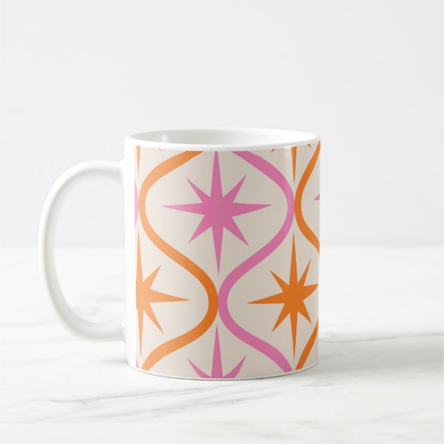 Mug Mid Century Orange rose Starburburs sur Ogee Motif (Gauche)
