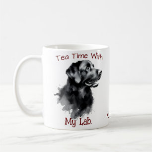Mug Mignarde noir sur blanc ''Tea Time with My Lab''