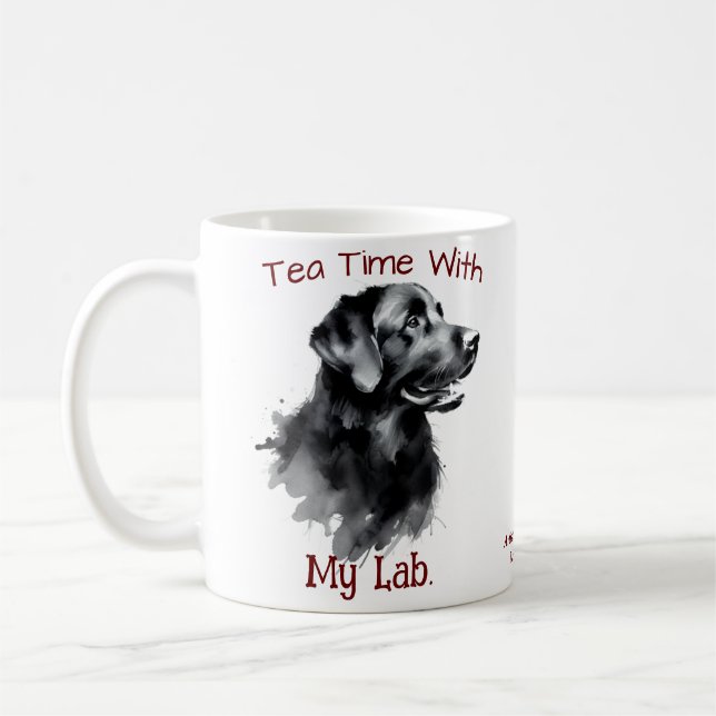 Mug Mignarde noir sur blanc ''Tea Time with My Lab'' (Gauche)