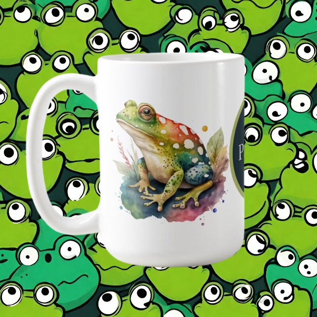 Mug mignon ajouter monogramme amoureux de grenouille (Créateur téléchargé)