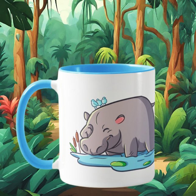 Mug mignon amateur d'hippo ajouter du texte (Créateur téléchargé)