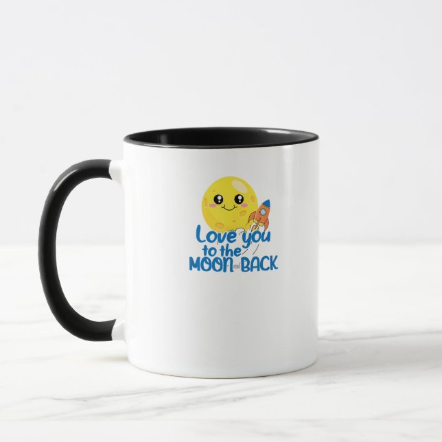 Mug Mignon Amour Jusqu'à la Lune et Retour Fusée Espac (Gauche)