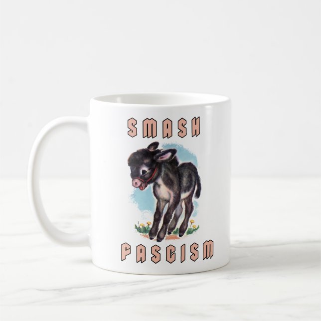 Mug Mignon Âne Rétro - Écraser le Fascisme (Gauche)