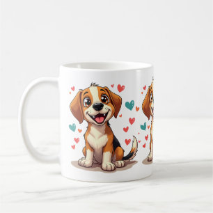 Mug Mignon Beagle Kawaii avec des Chiens Ludiques aux 