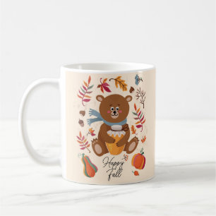 Mug Mignon bébé ours d'automne avec du miel et texte p