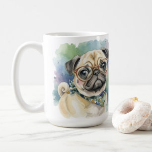Mug Mignon Bouledogue au Style Aquarelle avec des Lune