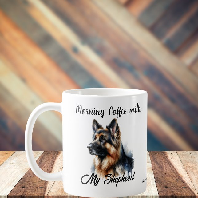 Mug  Mignon  Browns  'Café du matin avec mon berger' (Créateur téléchargé)