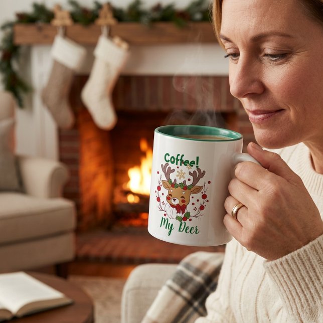 Mug Mignon Brun sur Fond Blanc MOTIF RENNE (Créateur téléchargé)