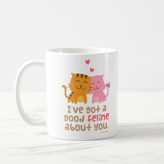 Mug Mignon Chat Félin Amour Confession Pun Humour (Gauche)