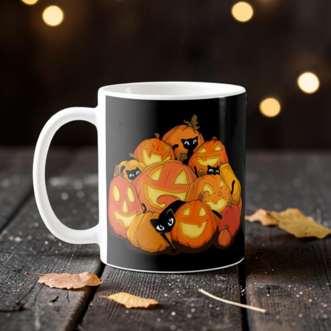 Mug Mignon Chat Noir Effrayant Patch de Citrouille d'H (Créateur téléchargé)
