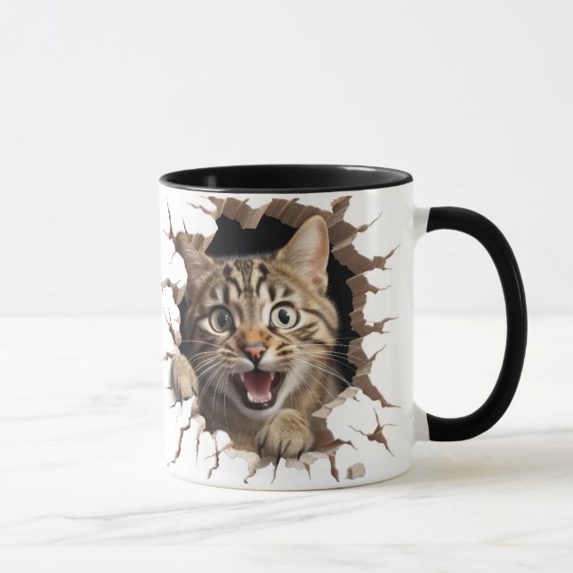 Mug mignon chat regardant du mur (Droite)