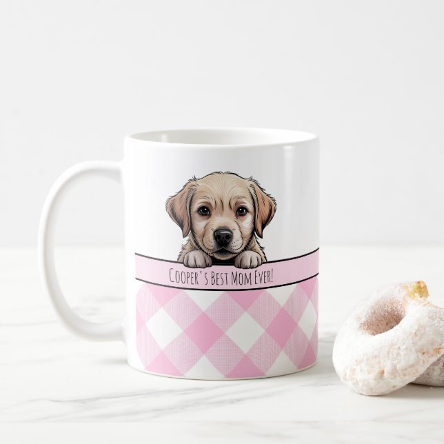 Mug Mignon chiot Labrador Meilleure maman de chien Gin (Avec donut)