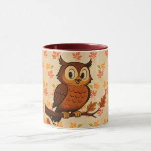 Mug Mignon, chouette fantaisiste vintage d'automne