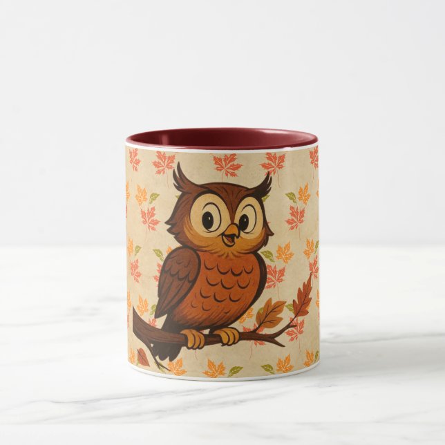 Mug Mignon, chouette fantaisiste vintage d'automne (Centre)