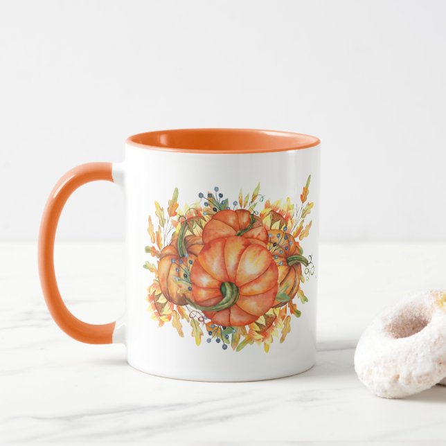 Mug mignon citrouille saisonnier automne (Avec donut)